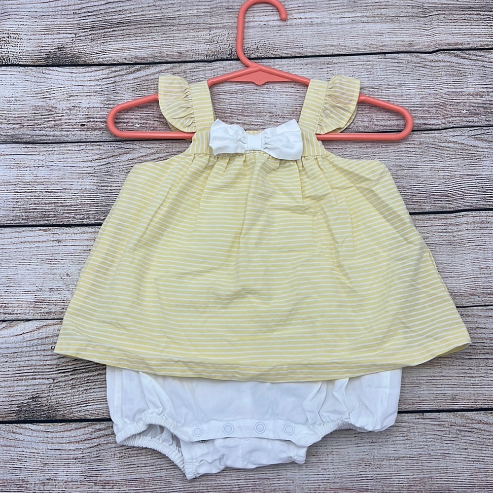 Janie and Jack Yellow and White One Piece Romper Size 3-6 Months